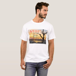 Camiseta com slogan anti-guerra