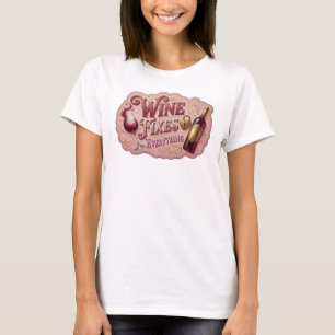 Camiseta com Slogan Cativante VINHO RESOLVE TUDO