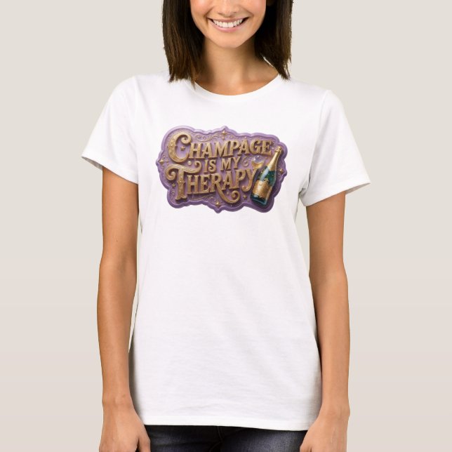 Camiseta com slogan divertido em laranja CHAMPANHE (Frente)
