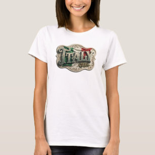 Camiseta com Slogan ITALIA Prateado Atraente