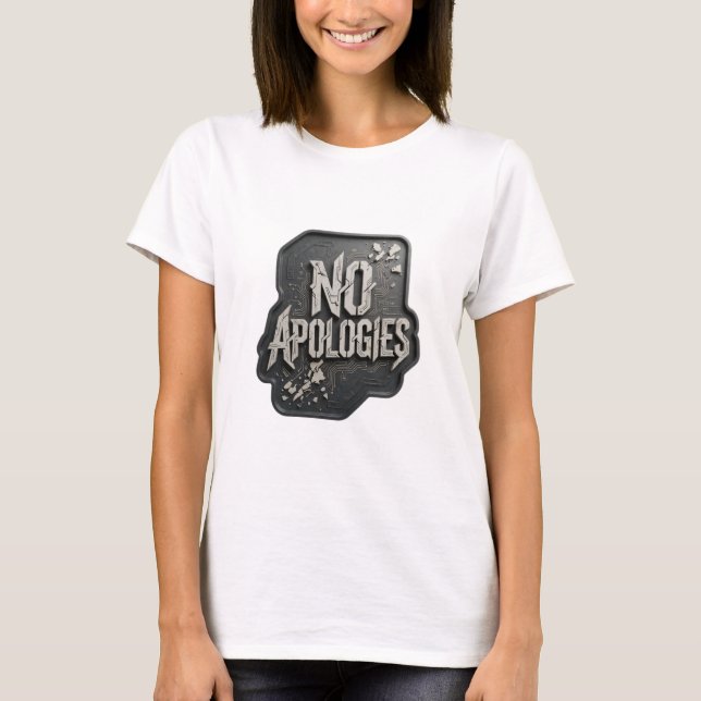 Camiseta com Slogan Sem Desculpas em Prata Marcant (Frente)