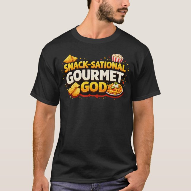 Camiseta com Slogan: Snack-Sacional Gourmet Deus! (Frente)