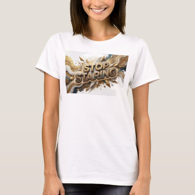 Camiseta com Slogan STOP OLHAR da Laranja Fresca (Frente)