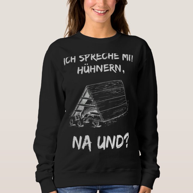 Camiseta Com Texto Alemão Ich Spreche Mit Hühnern (Ich S (Frente)
