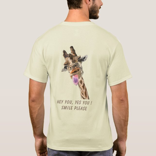 Camiseta com Texto Atraente e Girafa (Verso)