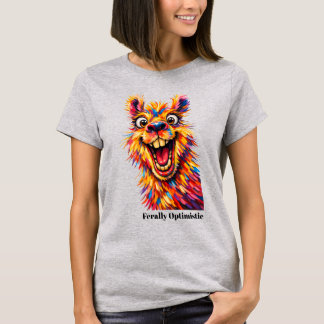 Camiseta 🐶Com texto personalizado, “Feralmente Otimista”