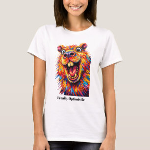 Camiseta 🐶Com texto personalizado, “Feralmente Otimista” C