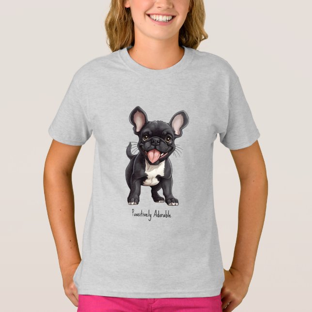 Camiseta 🐶 com texto personalizado, filhote francês (Frente)