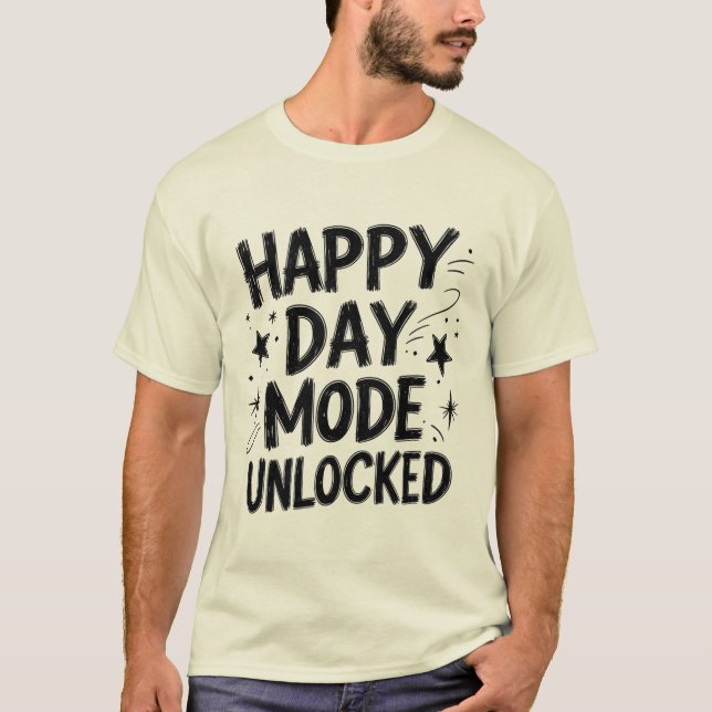 Camiseta com Tipografia Grunge "Modo Dia Feliz Des (Frente)