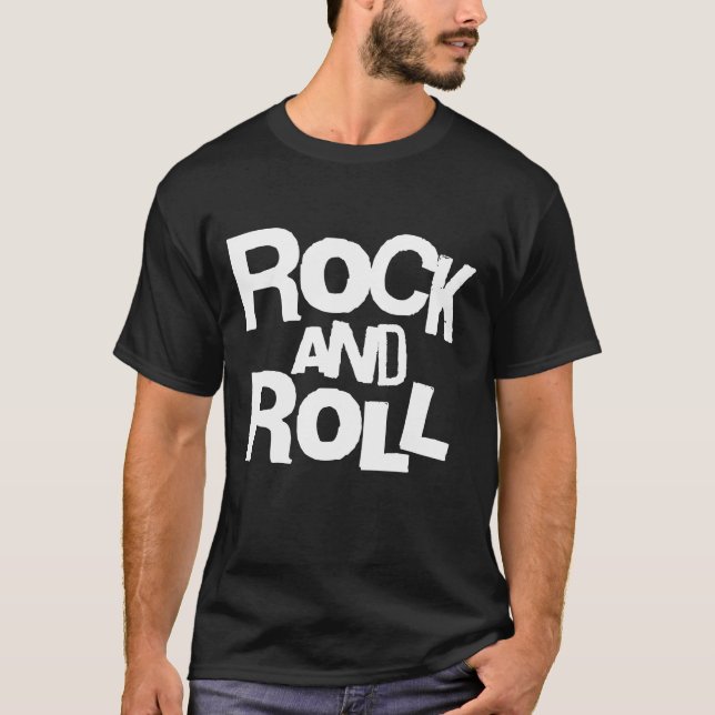 Camiseta com Tipografia Negrito Rock and Roll (Frente)