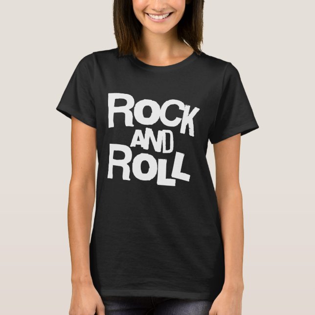Camiseta com Tipografia Negrito Rock and Roll (Frente)