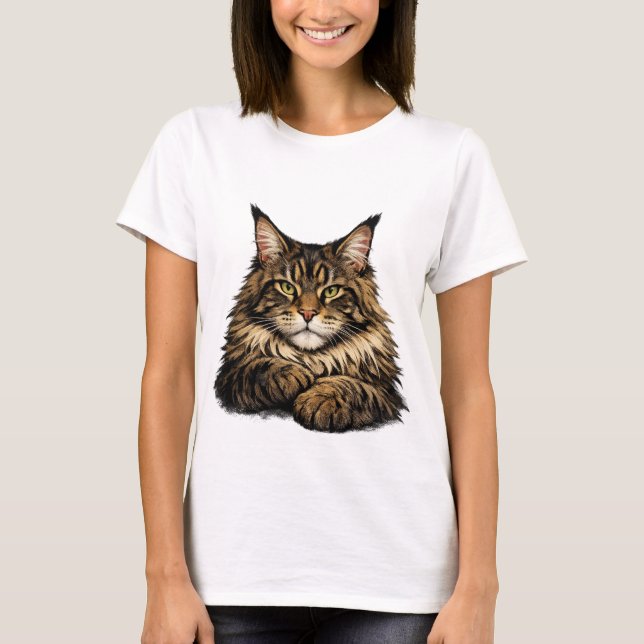 Camiseta com um gato Maine Coon (Frente)