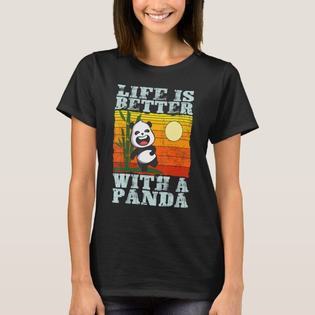 Camiseta Com um urso panda   Animal Retro 3 (Frente)