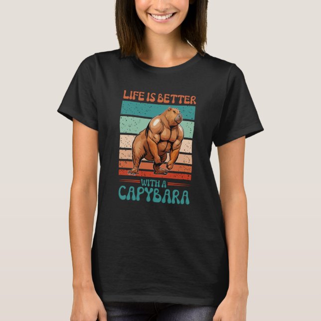 Camiseta Com Uma Malhação Capybara Bodybuilder (Frente)
