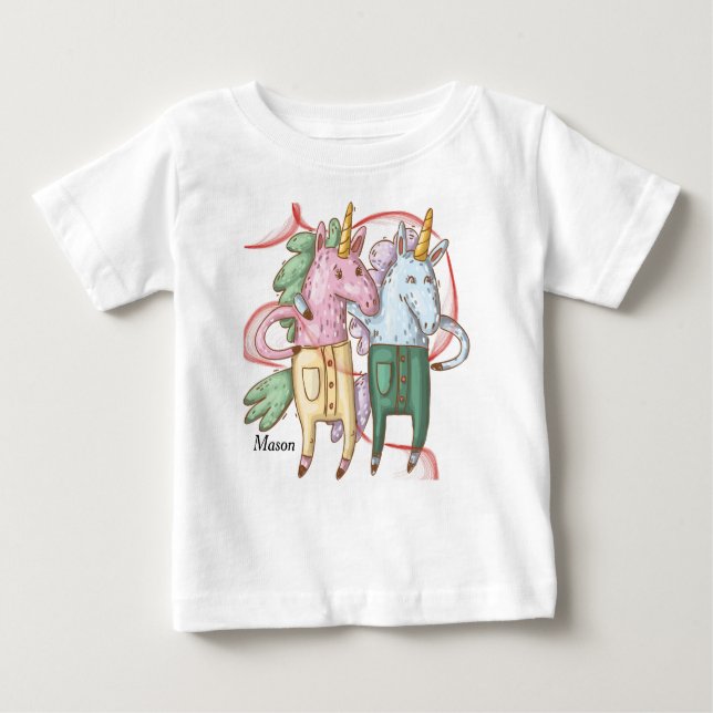 Camiseta com Unicórnios para Bebê Boy (Frente)