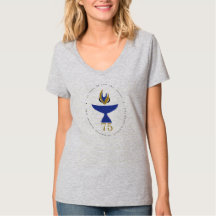 Camiseta com V-neck com logotipo feminino