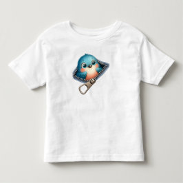 Camiseta com Zíper e Passarinho Azul 3D Fofa