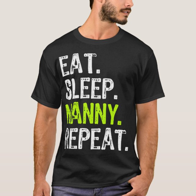 Camiseta Coma a babá do sono Repetir o Presente Engraçado (Frente)