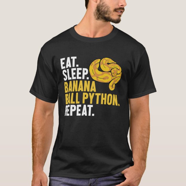 Camiseta Coma a Bola de Banana do Sono Python Repetir a Bol (Frente)