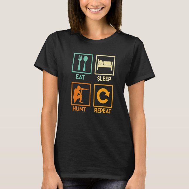 Camiseta Coma a Caça de Sono Repetir Caça de Caça 2 (Frente)