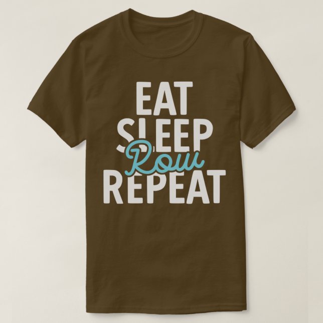 Camiseta Coma a Fila de Dormir Repetir Peças Engraçadas (Frente do Design)