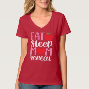 Camiseta COMA A REPETIÇÃO DA MÃE DE SONO   MOM LIFE Fofo e 