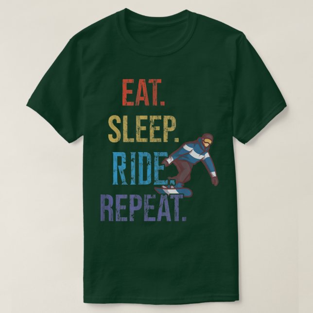Camiseta Coma a repetição da marcha do sono, Snowboard (Frente do Design)