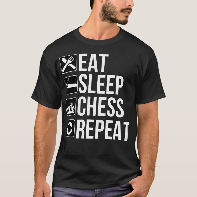 Camiseta Coma a repetição da xadrez do sono (Frente)