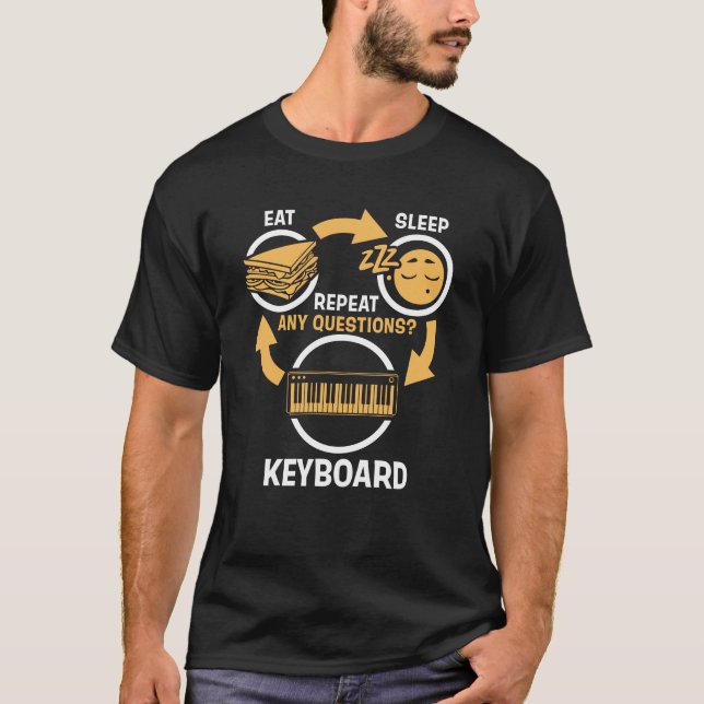 Camiseta Coma a repetição de teclado do sono - teclado (Frente)