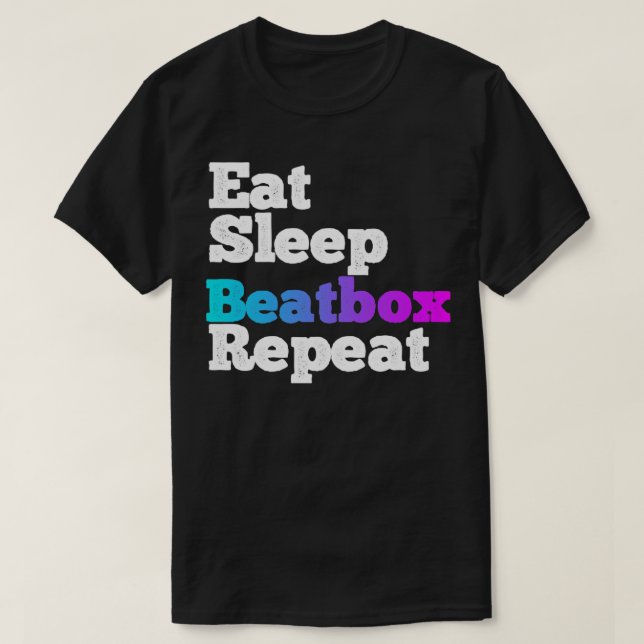 Camiseta Coma a repetição do beatbox de sono (Frente do Design)