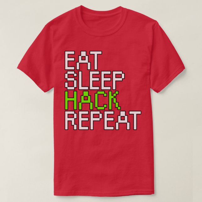 Camiseta Coma a repetição do hack de dormir (Frente do Design)