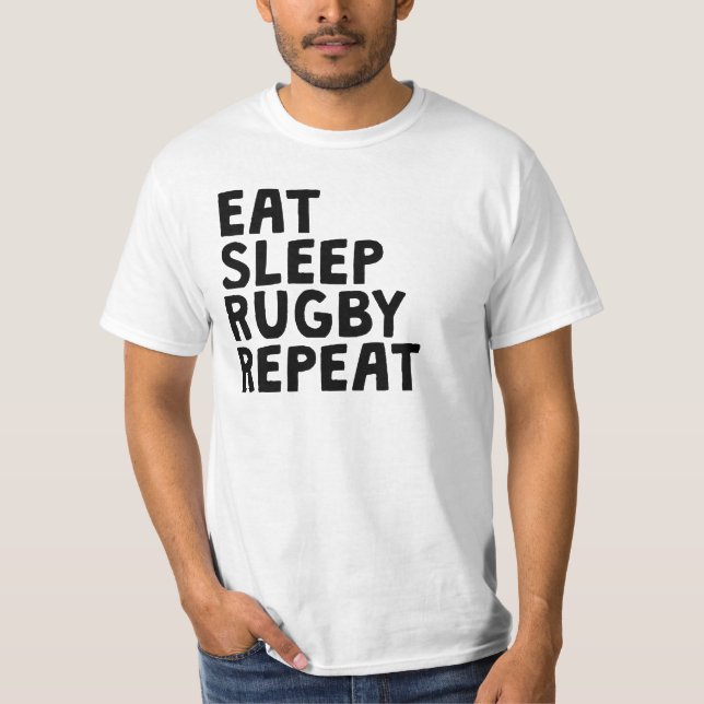 Camiseta Coma a repetição do rugby do sono (Frente)