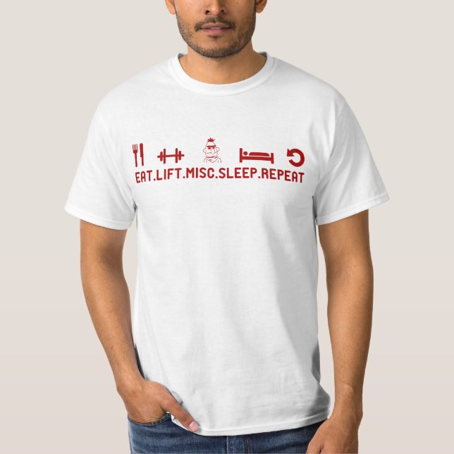Camiseta Coma a repetição variada do sono do elevador (Frente)