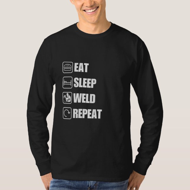 Camiseta Coma a solda do sono Repetir citação engraçada (Frente)