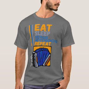 Camiseta Coma Acordeões de Reparo do Sono Repito Acordion d