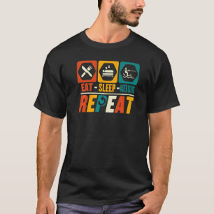 Camiseta Coma Água Dormindo Esquiçando Água Repetindo Trein