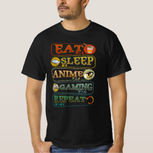 Camiseta Coma animação de sono Jogos Repetir Jogo Jogador V