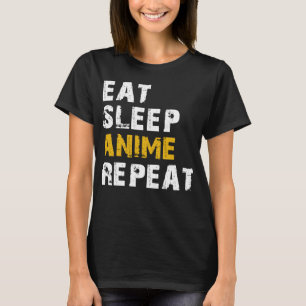 Camiseta coma animação de sono repetir