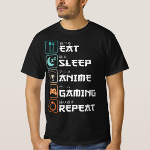 Camiseta Coma animação do sono Jogos Repetir Divertimento J