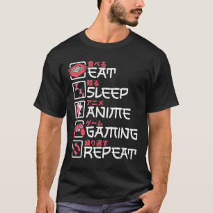 Camiseta Coma animação do sono Jogos Repetir Jogador Otaku