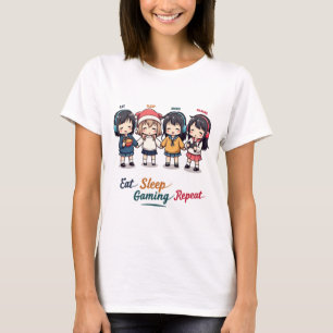 Camiseta Coma animação do sono Repetir animação Kawaii Otak
