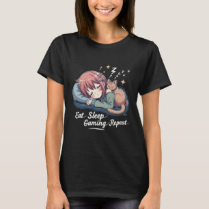 Camiseta Coma animação do sono Repetir animação Kawaii Otak