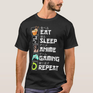 Camiseta Coma animação do sono Repetir animação Kawaii Otak