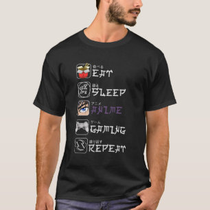 Camiseta Coma animação do sono Repetir o jogo Mananga Japon