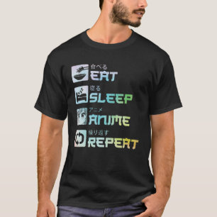 Camiseta Coma animação do sono Repita Engraçado manga japon
