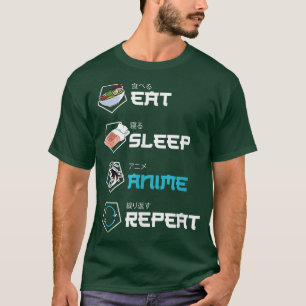 Camiseta Coma animação do sono Repita Kawaii Engraçado mang
