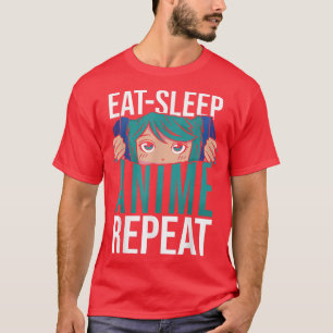 Camiseta Coma anime adormecido repete mulheres adolescentes
