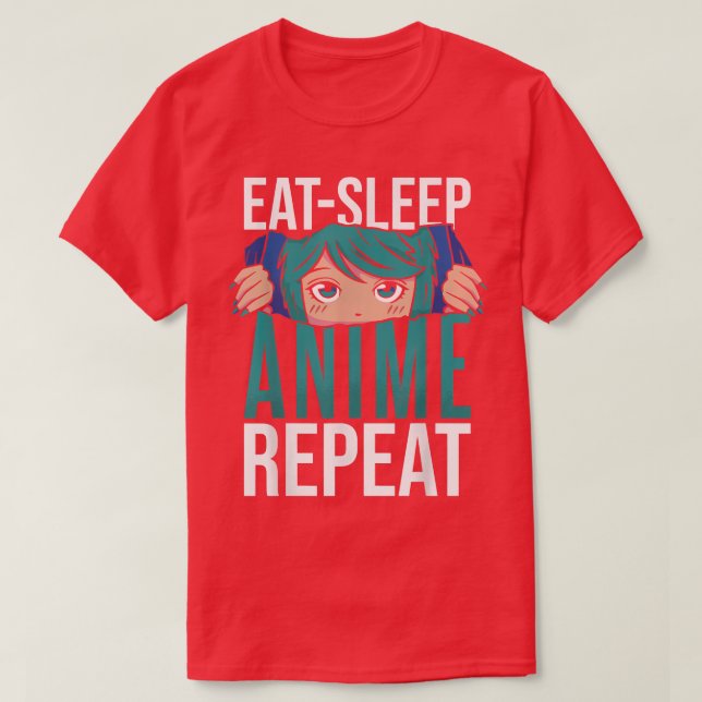 Camiseta Coma anime adormecido repete mulheres adolescentes (Frente do Design)