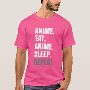 Camiseta Coma anime adormecido Repetir o avanço do anime