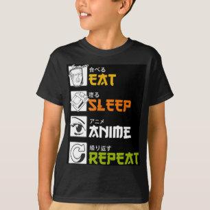 Camiseta Coma anime adormecido Repetir presente Ideia Cospl
